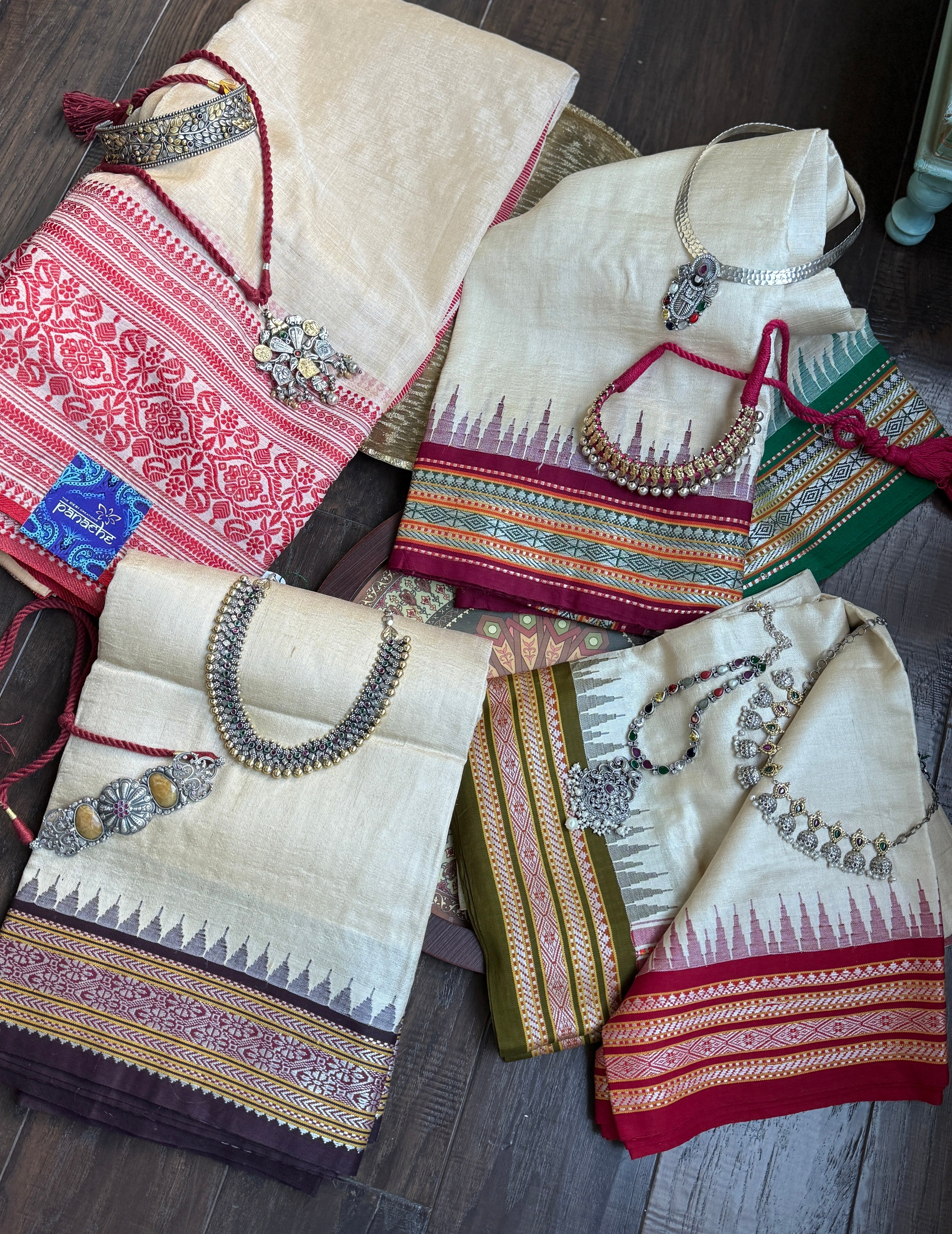 Vidarbha Tussar Silk - Tussar Color Ganga Yamuna Woven