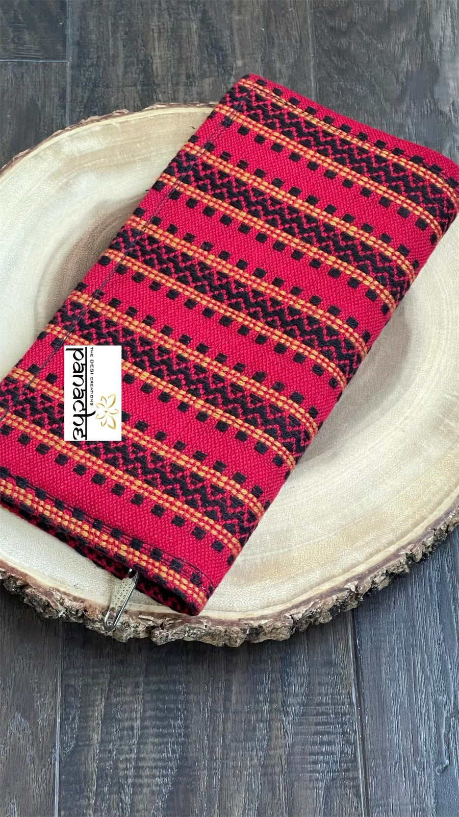 Gujrati Stitch Clutch - Red Black