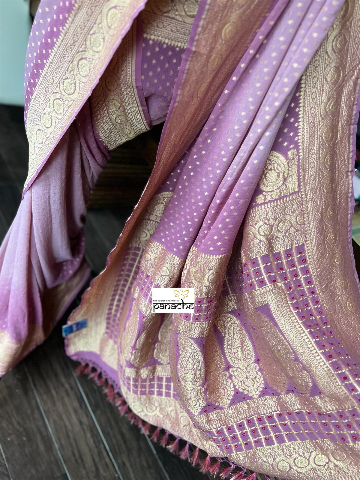 Khaddi Georgette Banarasi - Ombré Light Mauve Pink Bandhej