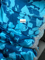 Designer Crepe Satin - Blue Firozi