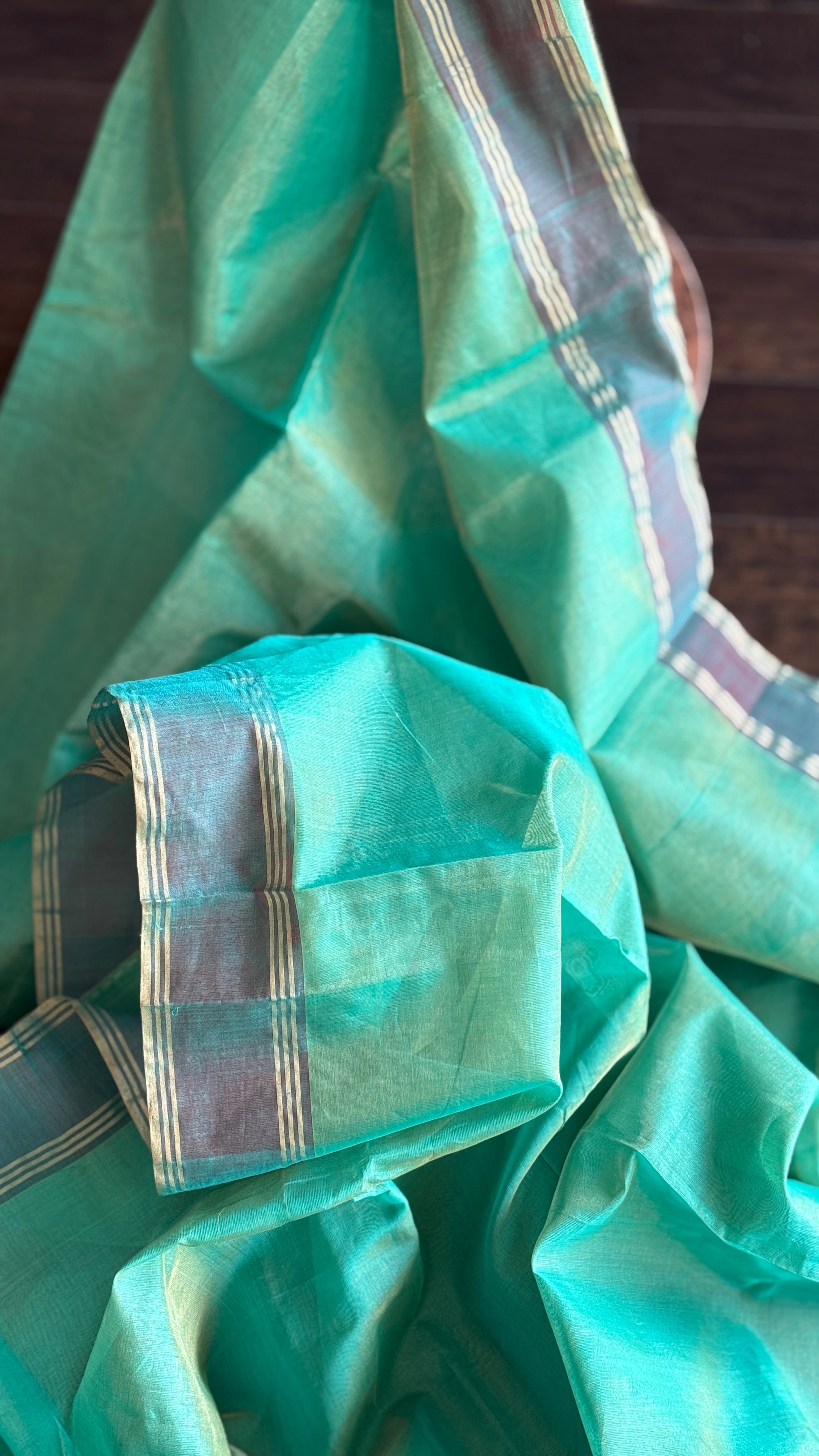 Chanderi Silk Cotton Tissue - Sea Green Woven