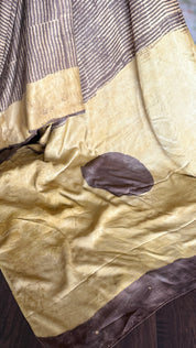 Modal Silk Vegetable Organic Dye Saree - Mocha Brown Yellow