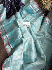 Pure Silk Gadwal - Blue Checkered