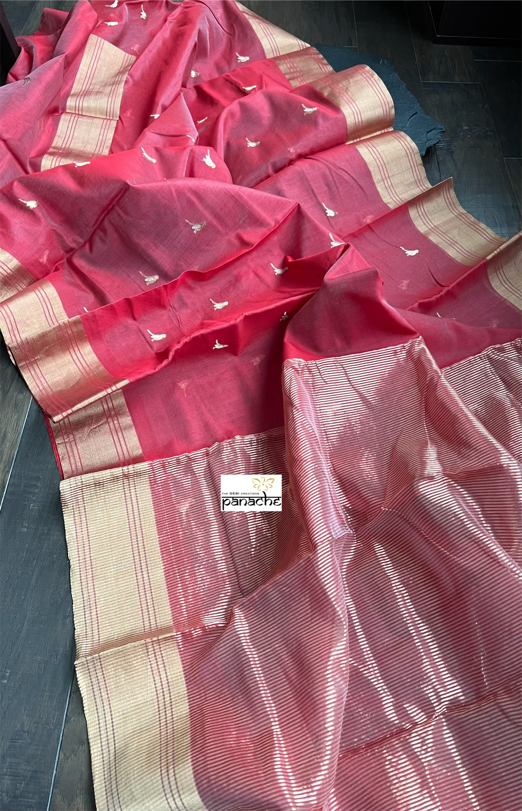 Chanderi Silk Cotton - Raspberry Red Woven