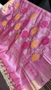 Tussar Silk Paithani Single Munia - Henna Green Handwoven