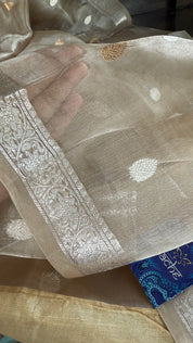 Tissue Organza Silk Banarasi - Light Tan