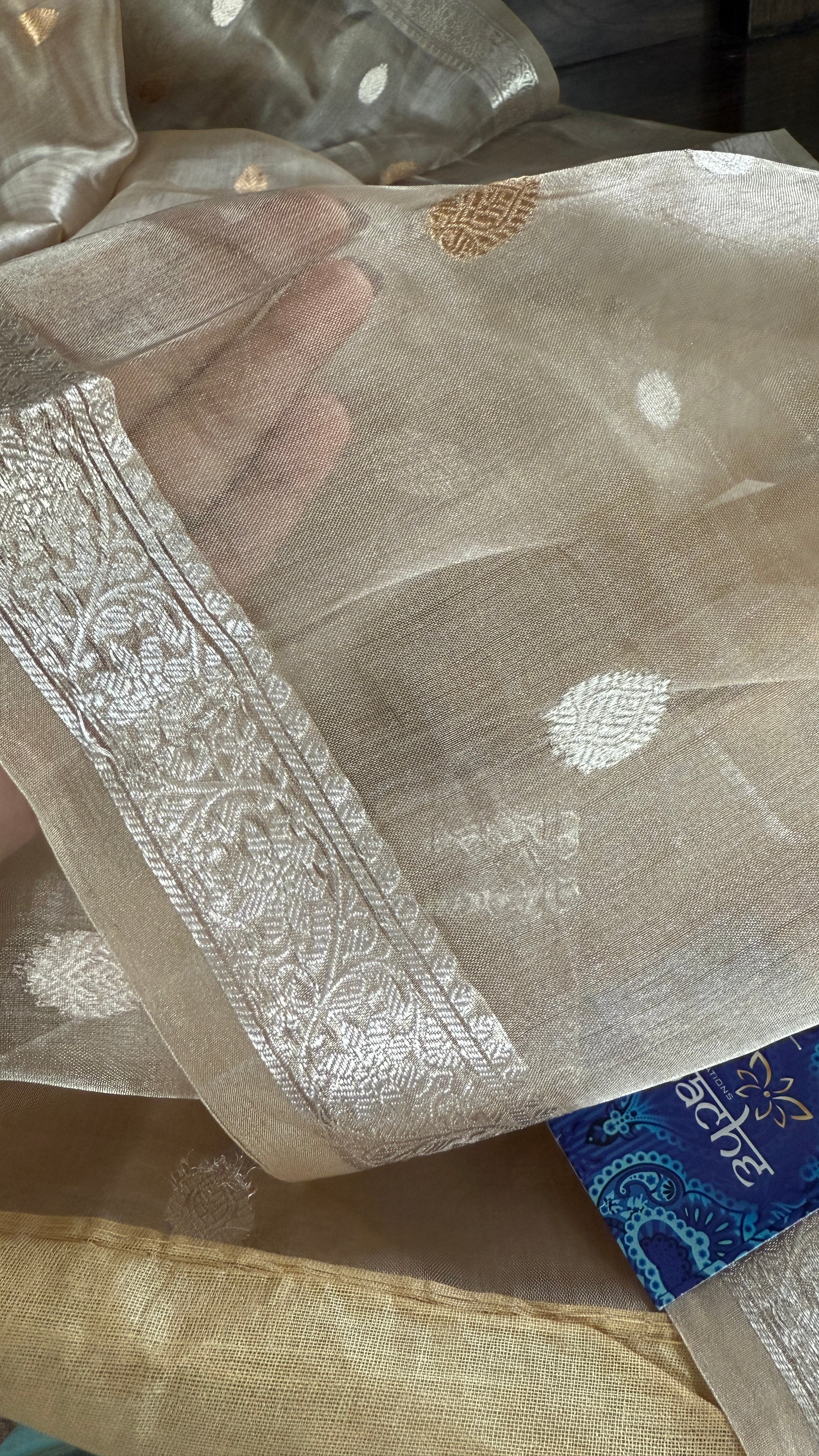 Tissue Organza Silk Banarasi - Light Tan