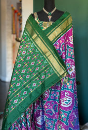 Pure Silk Ikat -  Green Magenta Pochampally