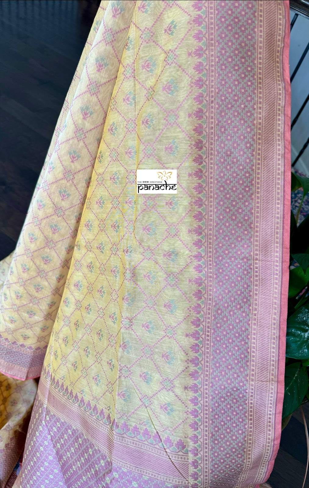 Kora Cotton Banarasi - Light Yellow Pink