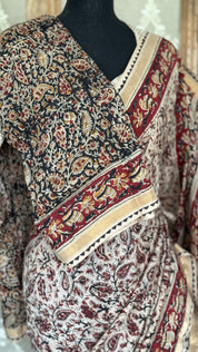 Nellore Silk Kalamkari  - Wheat Beige Paisley