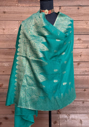 Kashmiri Pashmina Stole - Sea Green Resham Woven