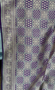 Pure Silk Katan Banarasi- Purple Antique Gold Zari