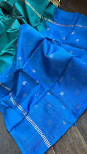 Pure Silk Kanjivaram - Teal Green Blue