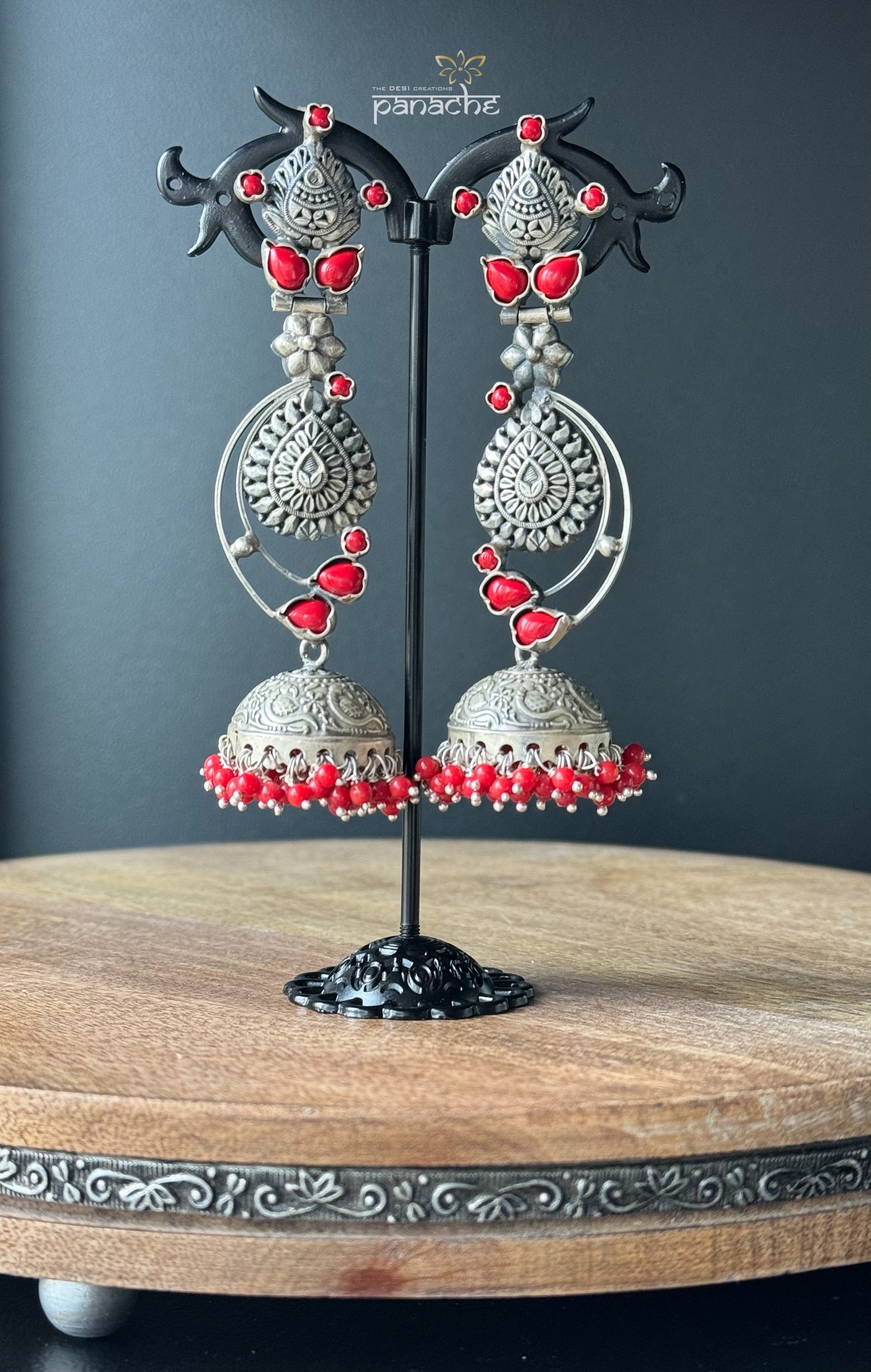 Earring 925 Silver- Silver Polish Coral