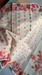 Cotton Jamdaani  - Beige Red Multi Colored 2