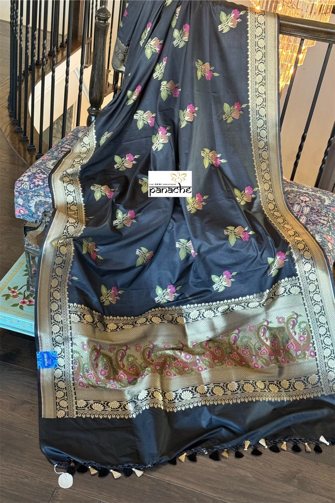 Soft Silk Banarasi - Black Meenakari