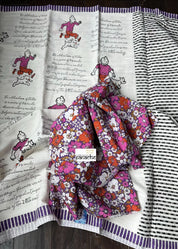 Designer Cotton - Off-White Purple Tintin
