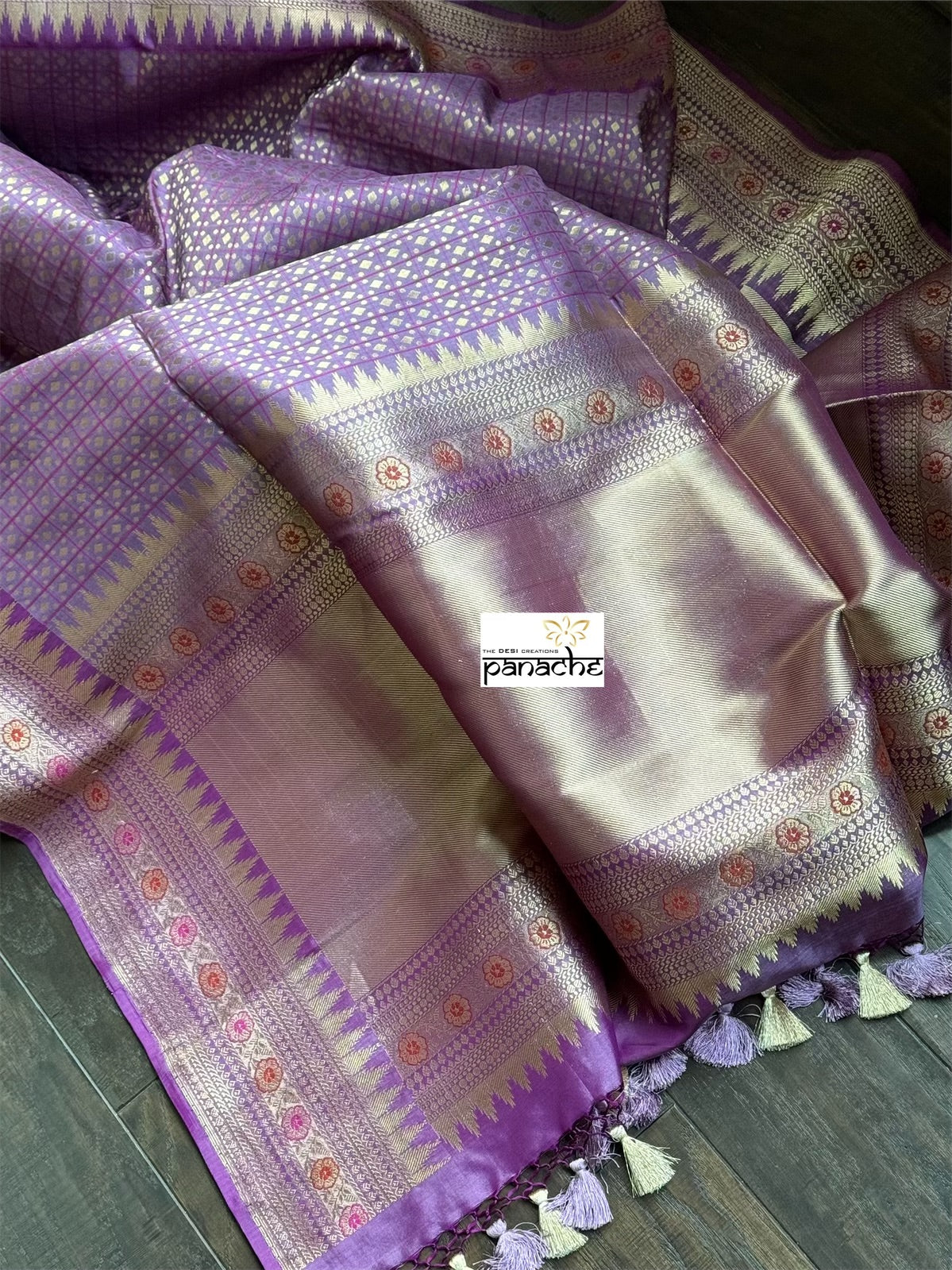 Pure Silk Brocade Banarasi - Purple Antique Zari Kadwa