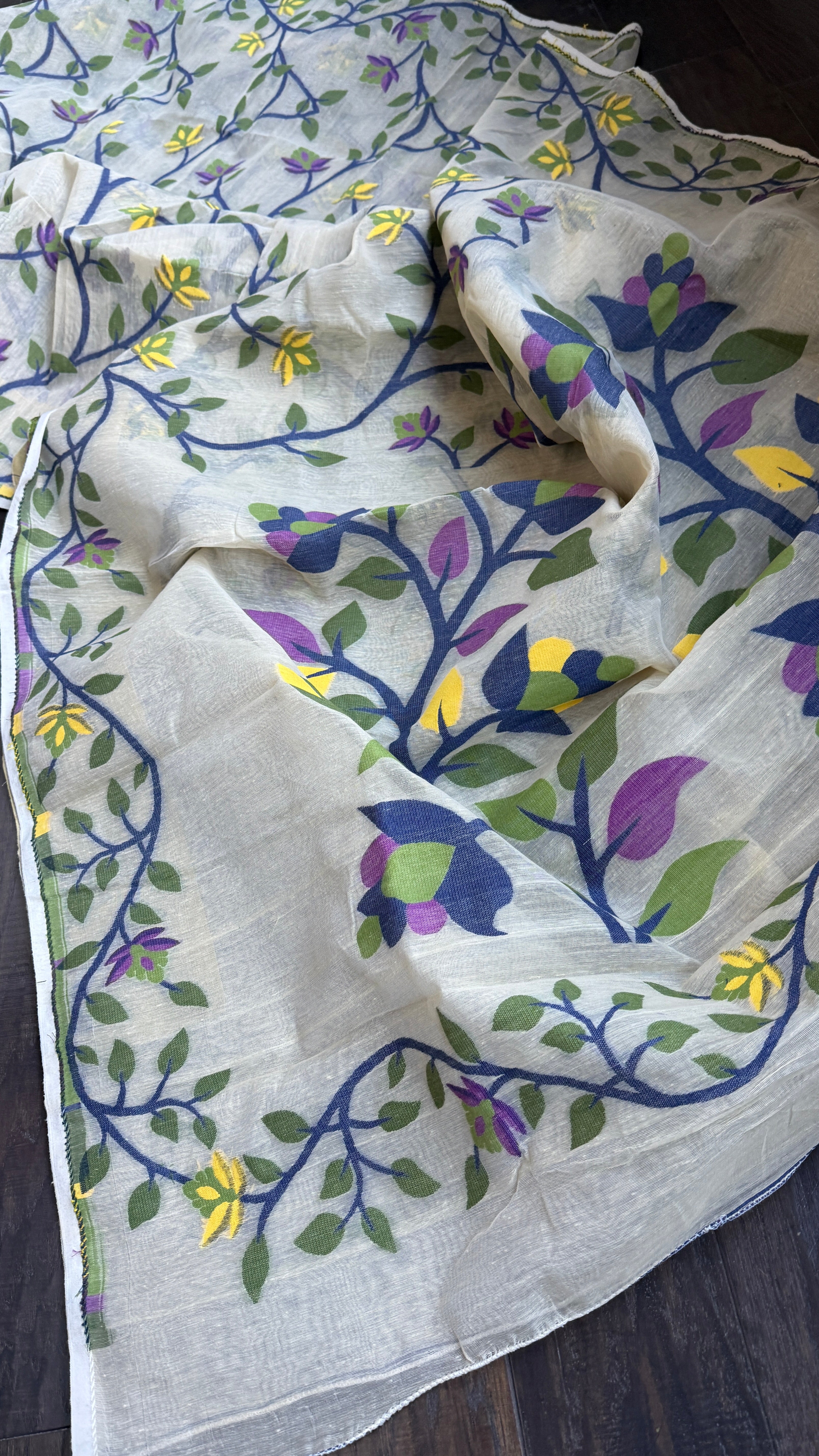 Cotton Jamdaani  - Beige Multi Colored 1