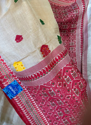 Pure Gachi Tussar Silk - Beige Red