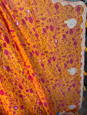 Designer Crepe Chiffon - Orange Pink