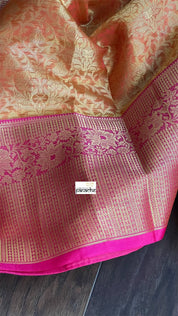 Soft Silk Banaras Saree - Orange Pink Tanchoi