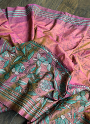 Bangalore Batik Kantha Silk -  Orange Pink Dual Tone