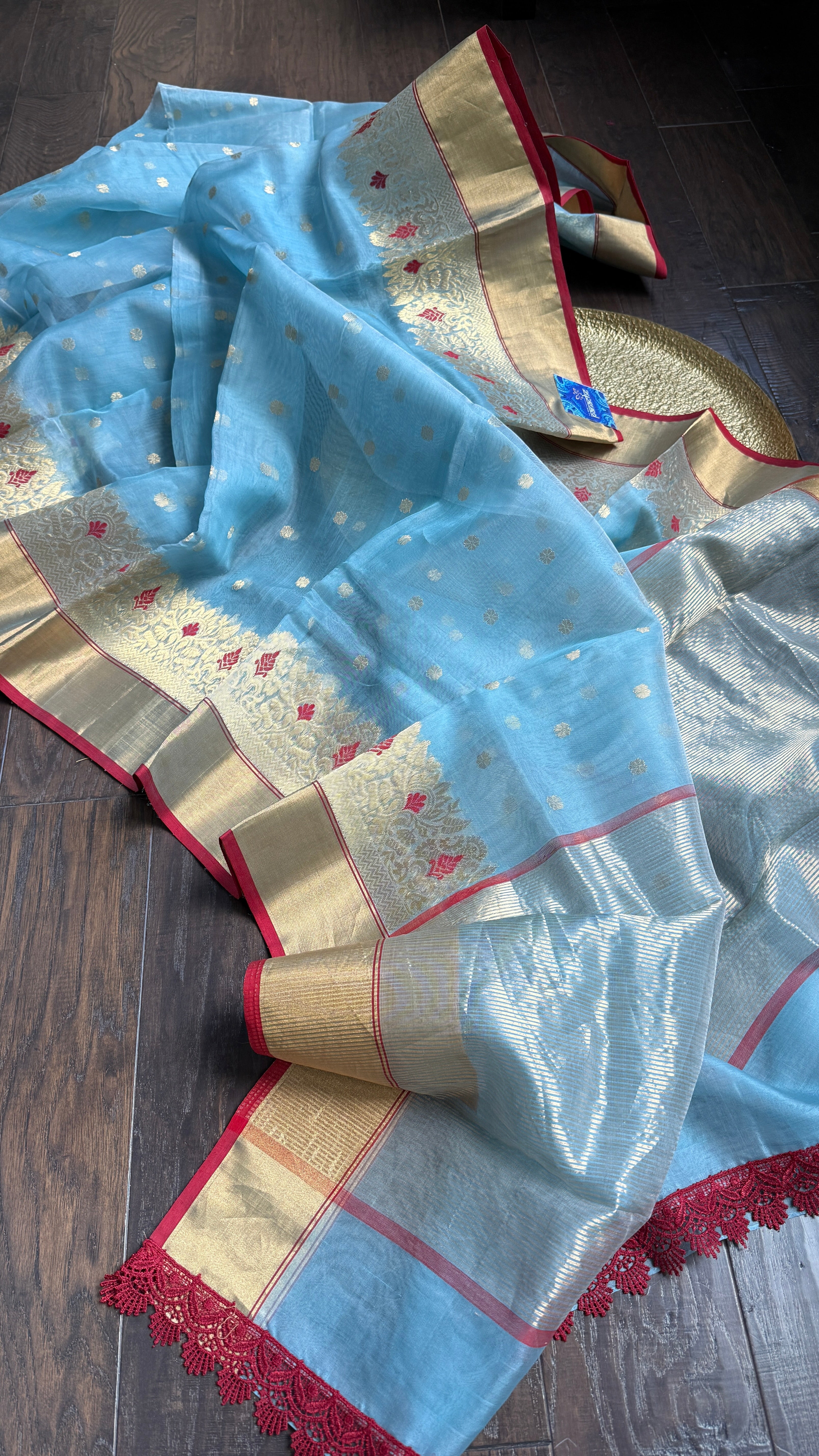 Chanderi Organza Silk - Light Blue