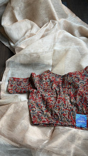 Designer Cotton Blouse - Maroon Kalamkari