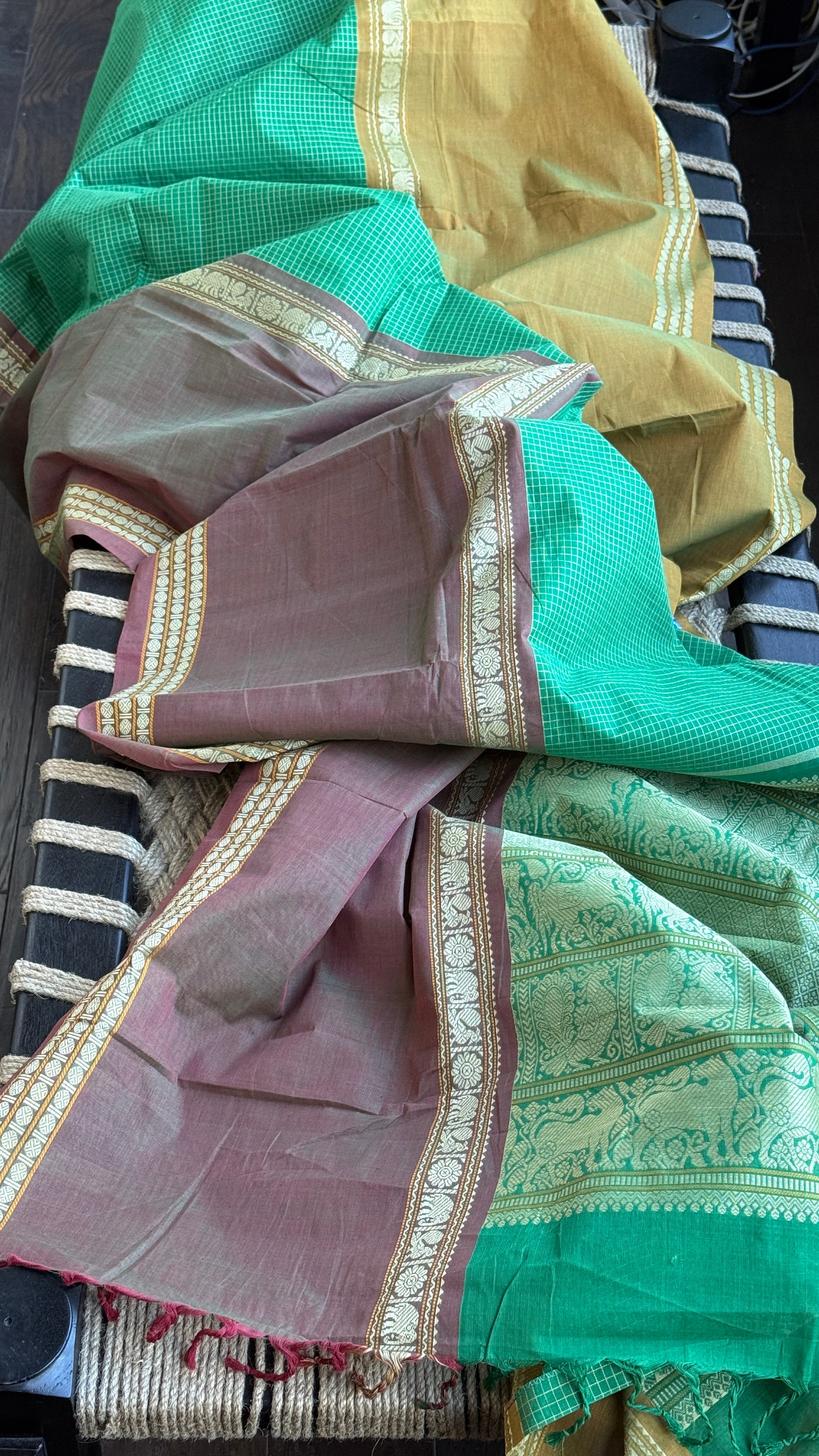 Kanchi Cotton Handloom - Green Mubbagam