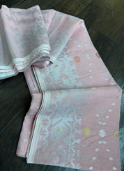 Dhakai Jamdani  - Pale Pink Silver Zari  Woven
