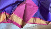 Pure Silk 1gm Zari Kanjivaram - Purple Blue Pink self Stripe