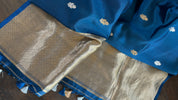 Pure Silk Banarasi Khadhua - Metallic Blue