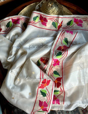 Embroidered Tussar Muga Silk - Beige Paithani