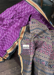 Pure Silk Sambalpuri ikat  - Purple Black