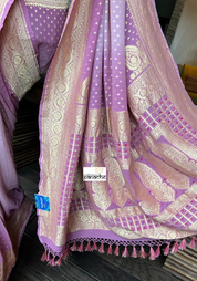 Khaddi Georgette Banarasi - Ombré Light Mauve Pink Bandhej