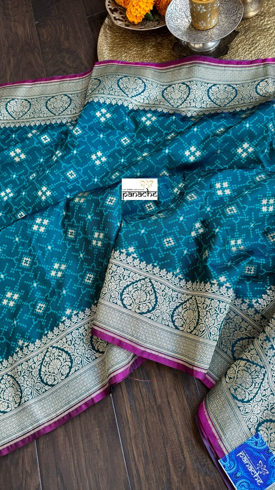 Soft Silk Banarasi - Teal Blue Patola