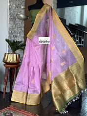 Linen Silk Banarasi - Lavender Green