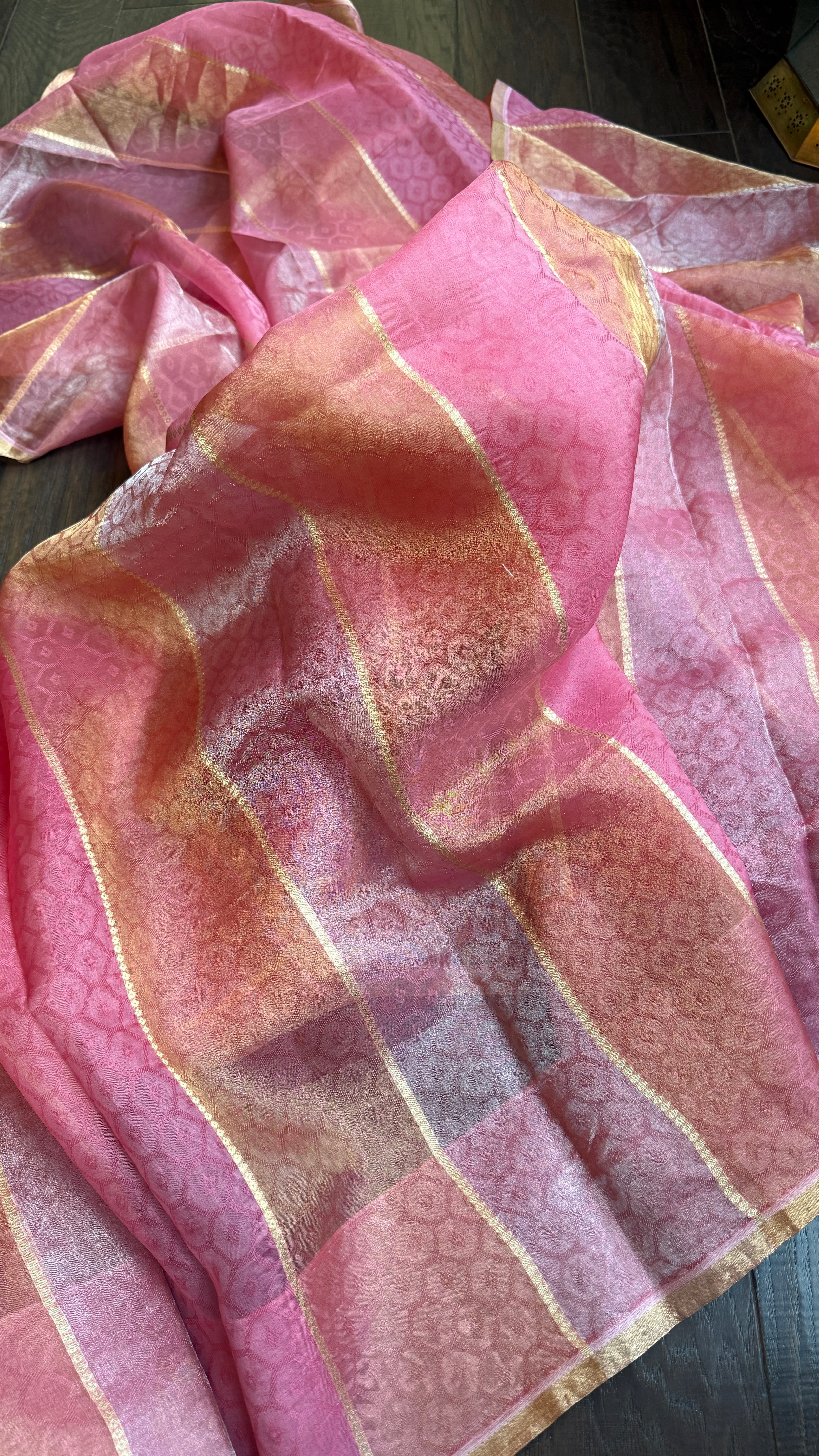 Tissue Organza Silk Banarsi - Rangkat Peach Pink