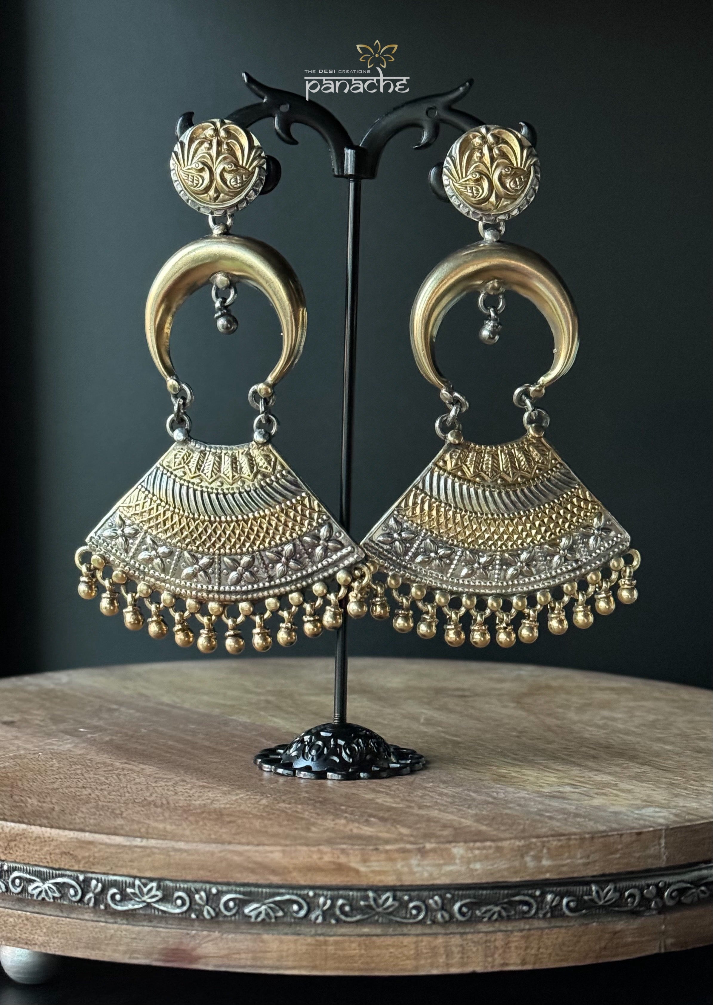 Earring 925 Silver- Dual Tone Statement