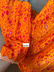 Designer Crepe Chiffon - Orange Pink