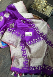 Pure Silk Katan Banarasi- Purple