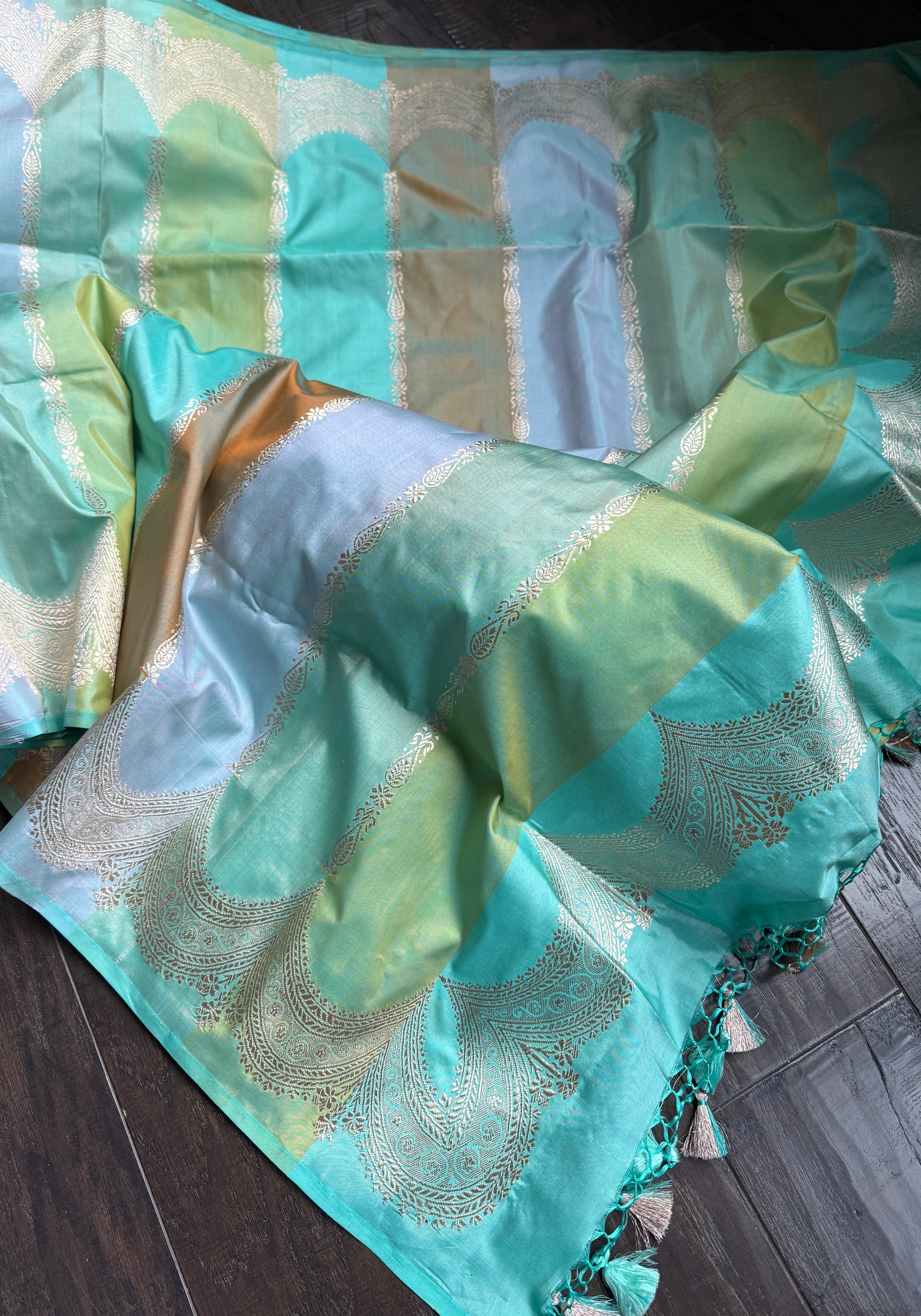 Pure Silk Rangkat Banarasi - Multi shaded