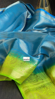 Soft Silk Banaras Saree - Blue Green Tanchoi