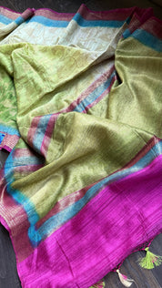 Gicha Tassur Silk Banarasi - Beige Green Shaded