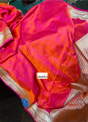 Pure Silk Mashru Banarasi- Pink Orange