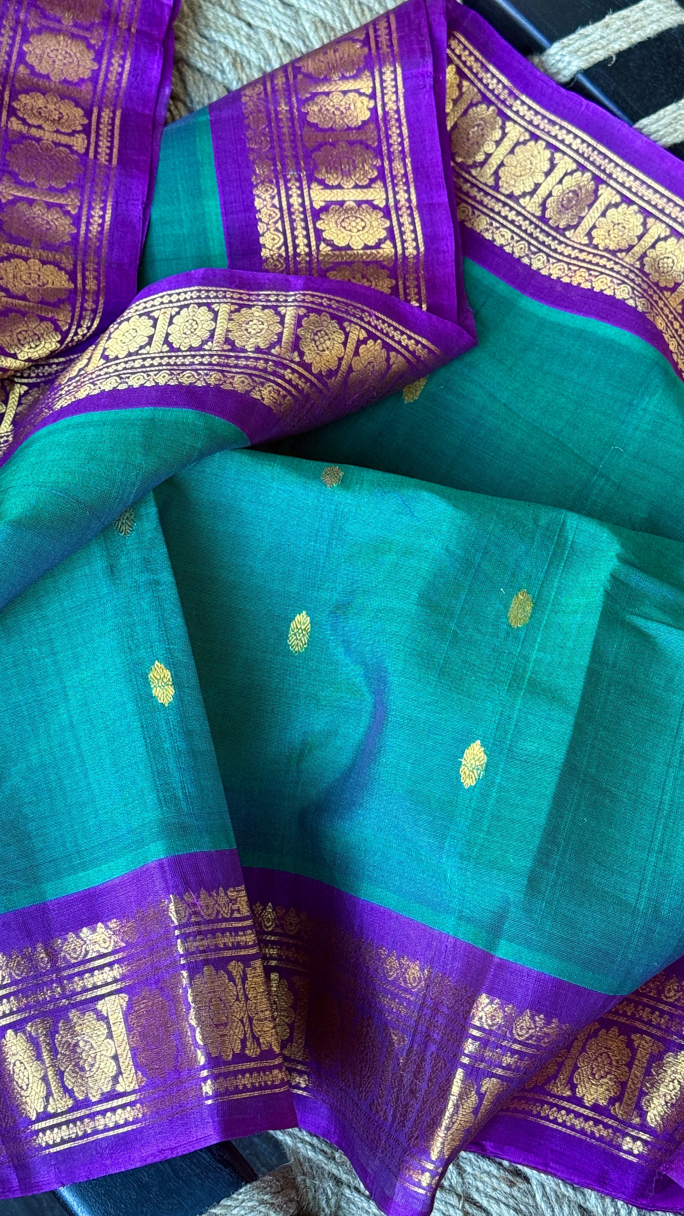 Pure SICO Gadwal - Teal Green Purple