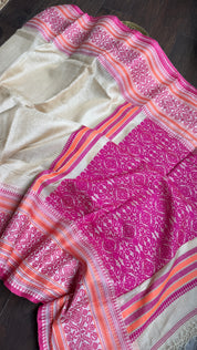 Pure Gachi Tussar Silk - Cream Pink