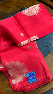 Pure Katan Silk Banarasi - Red woven