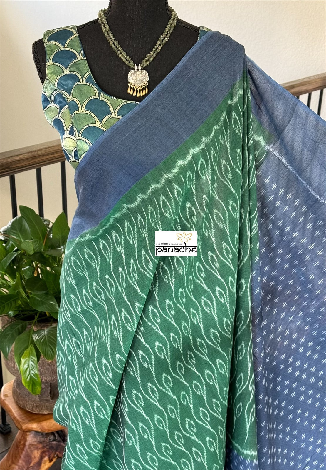 Designer Blouse - Green Blue printed